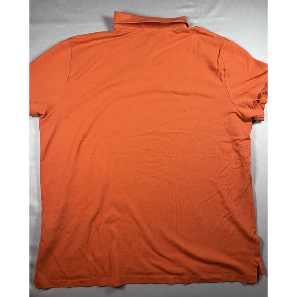 Polo Ralph Lauren XXL Orange Custom Slim Fit Polo Shirt Navy Logo 100% Cotton - Picture 3 of 10